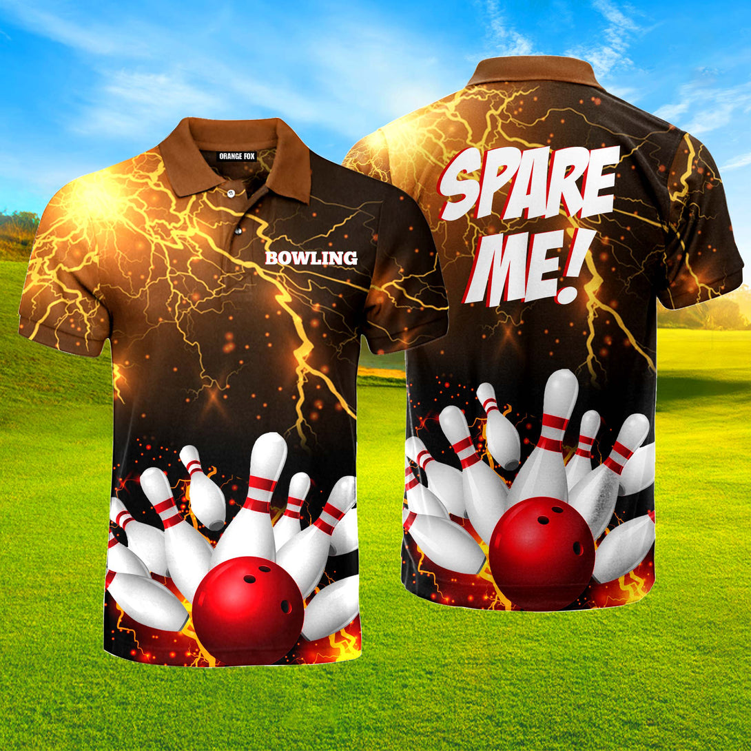 Spare Me Red And Yellow Bowling Strike Polo Shirt For Men