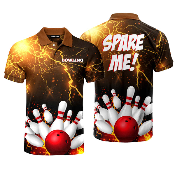 Spare Me Red And Yellow Bowling Strike Polo Shirt For Men