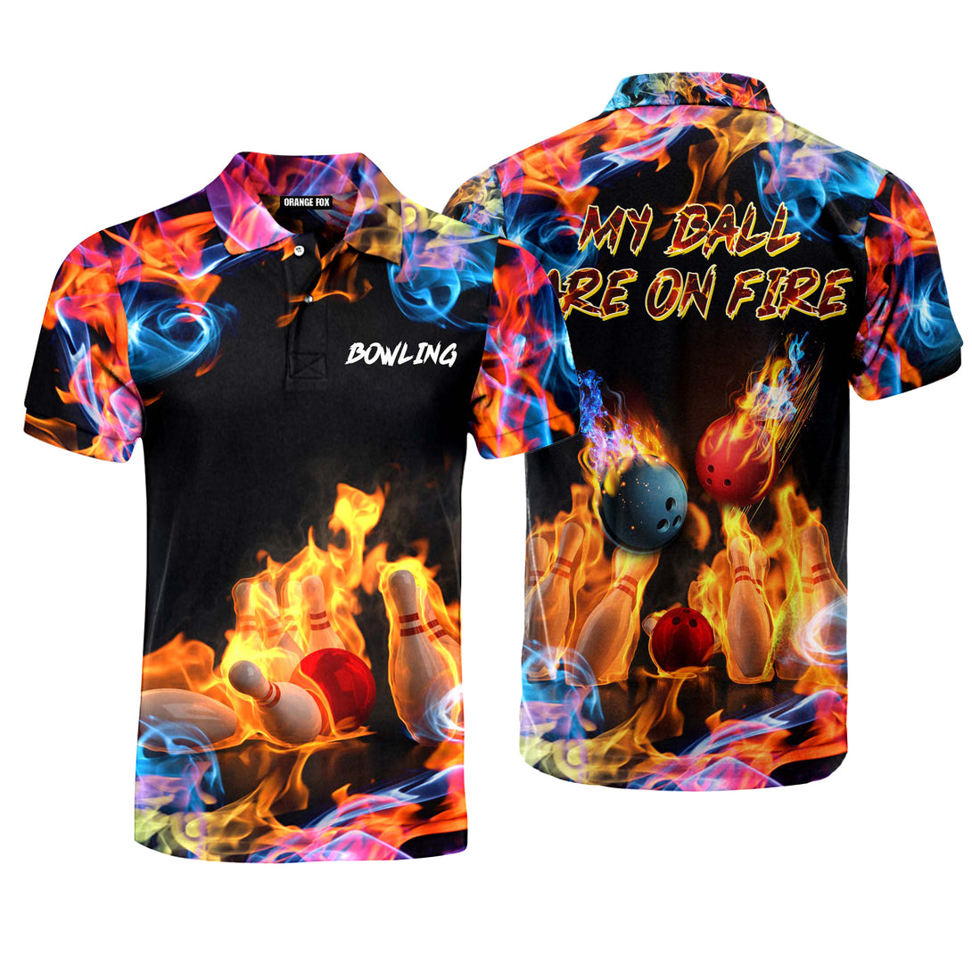 Bowling My Ball Are On Fire Polo Shirt For Men FPM1061