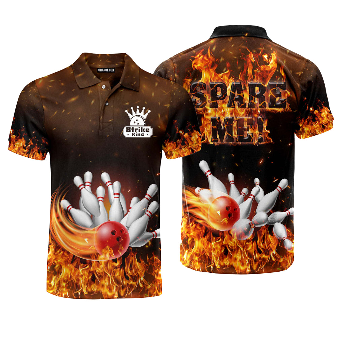 Spare Me Red Bowling Fire Polo Shirt For Men FPM1088