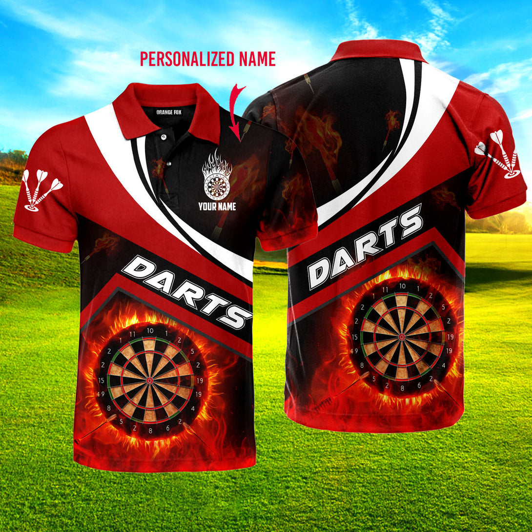 Dart Red Fire Custom Name Polo Shirt For Men & Women