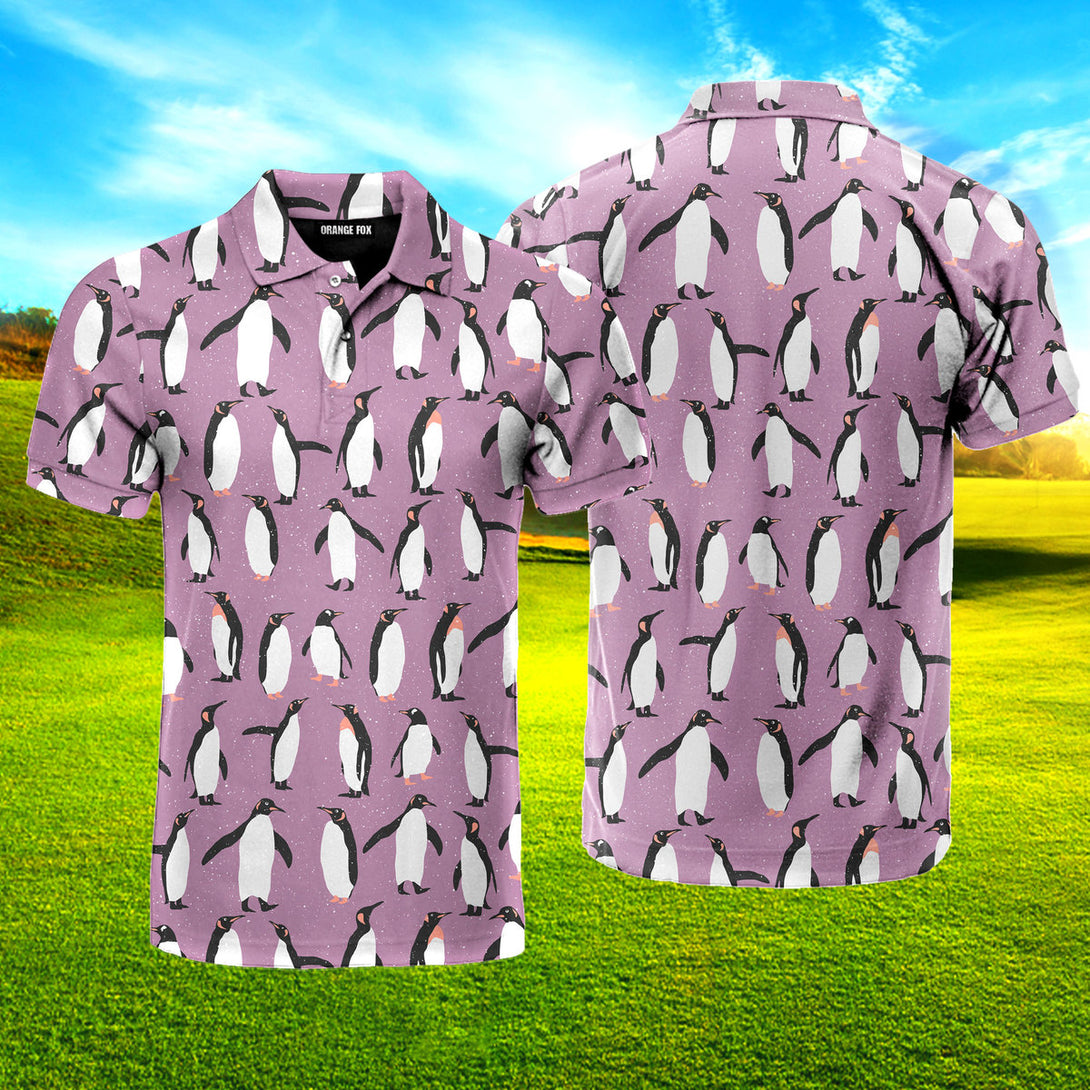 Pink Penguin Golf Polo Shirt For Men