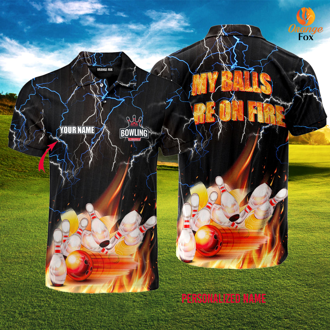 Thunder My Bowling Balls Is On Fire bowling Custom Name Polo Shirt For Men &amp; Women FPN1054