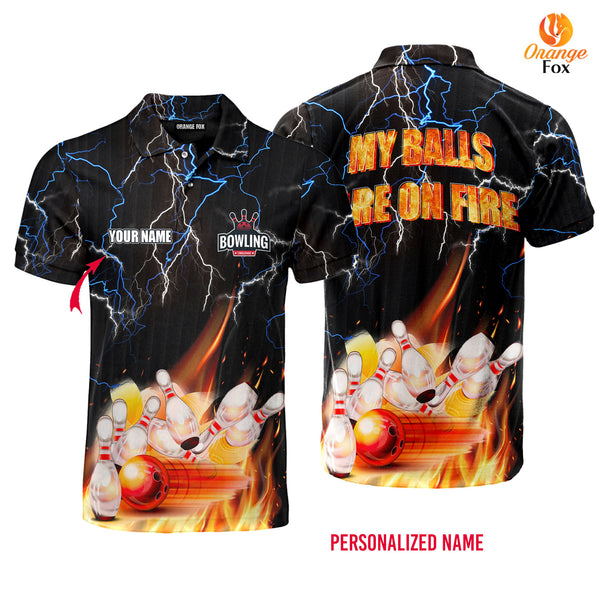 Thunder My Bowling Balls Is On Fire bowling Custom Name Polo Shirt For Men &amp; Women FPN1054