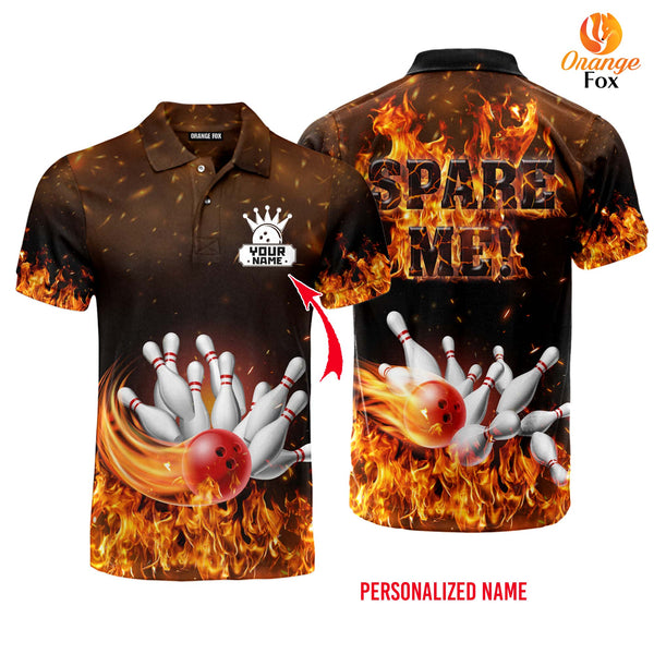 Spare Me Red Bowling Fire Custom Name Polo Shirt For Men &amp; Women FPN1088
