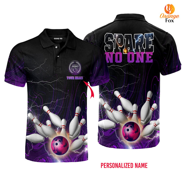 Spare No One Purple Bowling Custom Name Polo Shirt For Men &amp; Women FPN1122