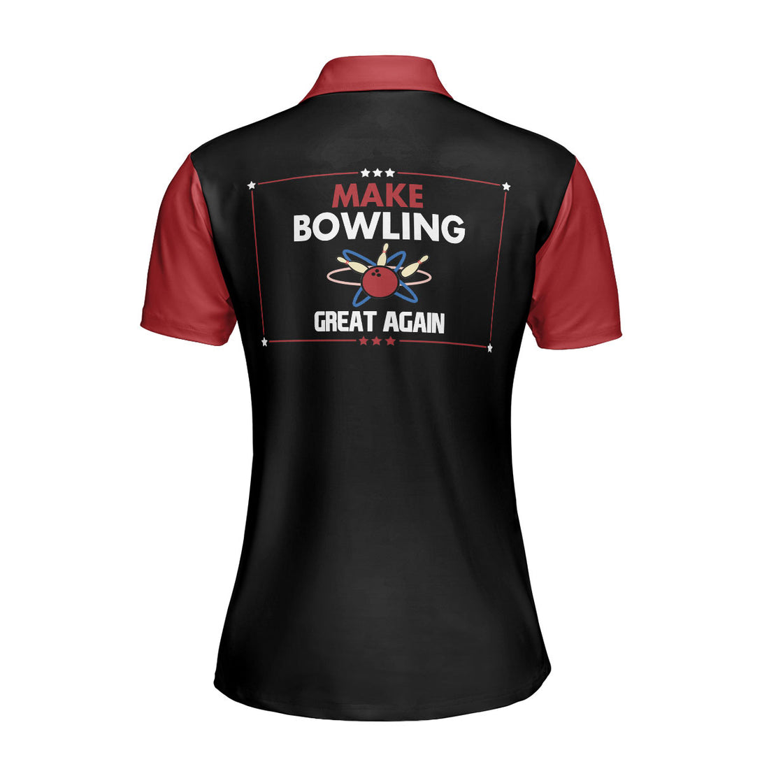 Make Bowling Great Again Red Black Vintage Polo Shirt For Women