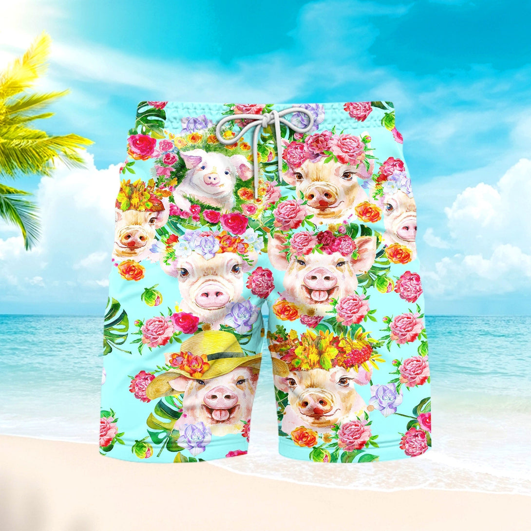 Farmer Pig Home Is Where My Pigs Are Beach Shorts For Men