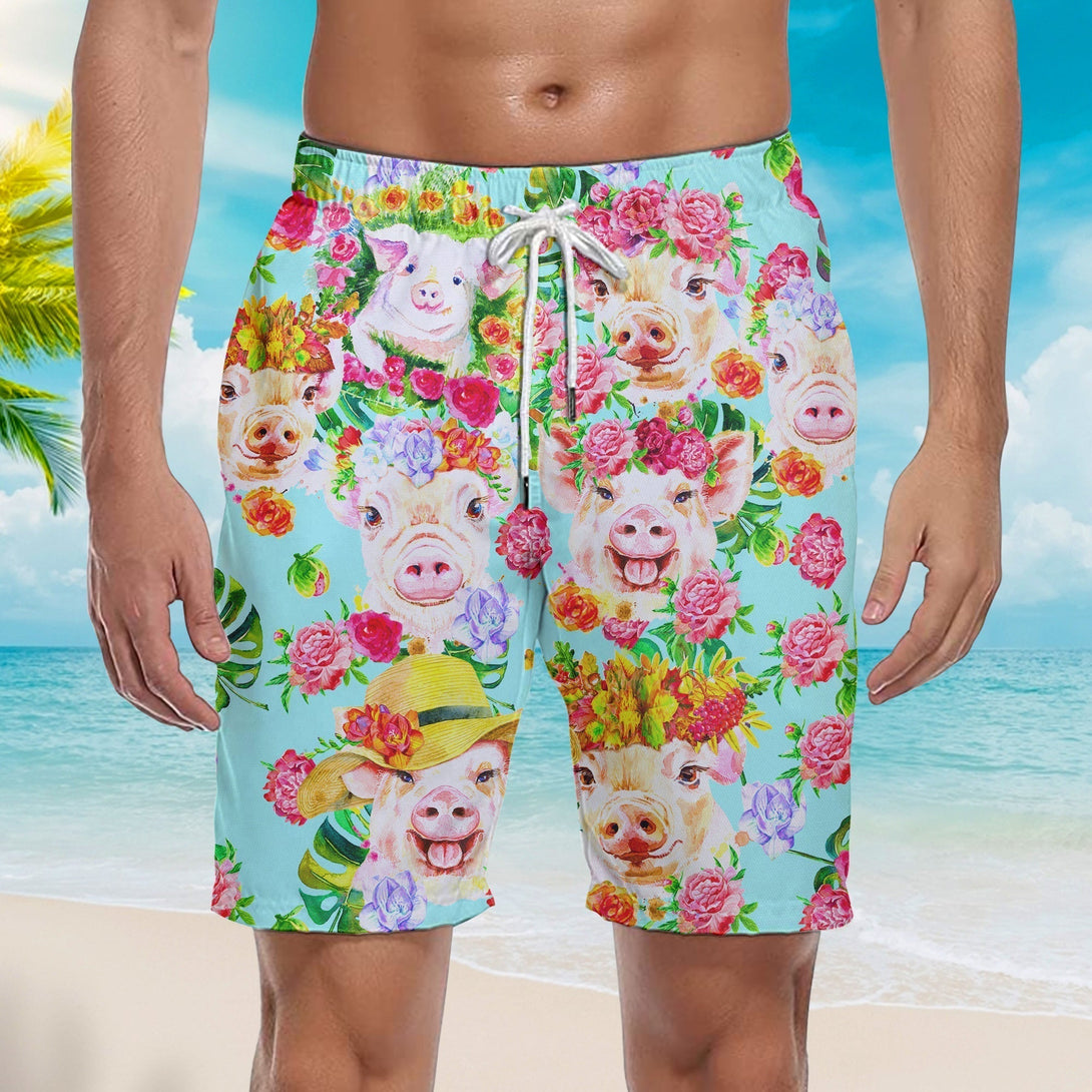 Farmer Pig Home Is Where My Pigs Are Beach Shorts For Men