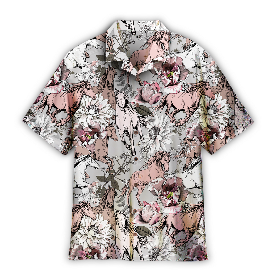 Floral Horses Hawaiian Shirt For Men & Women