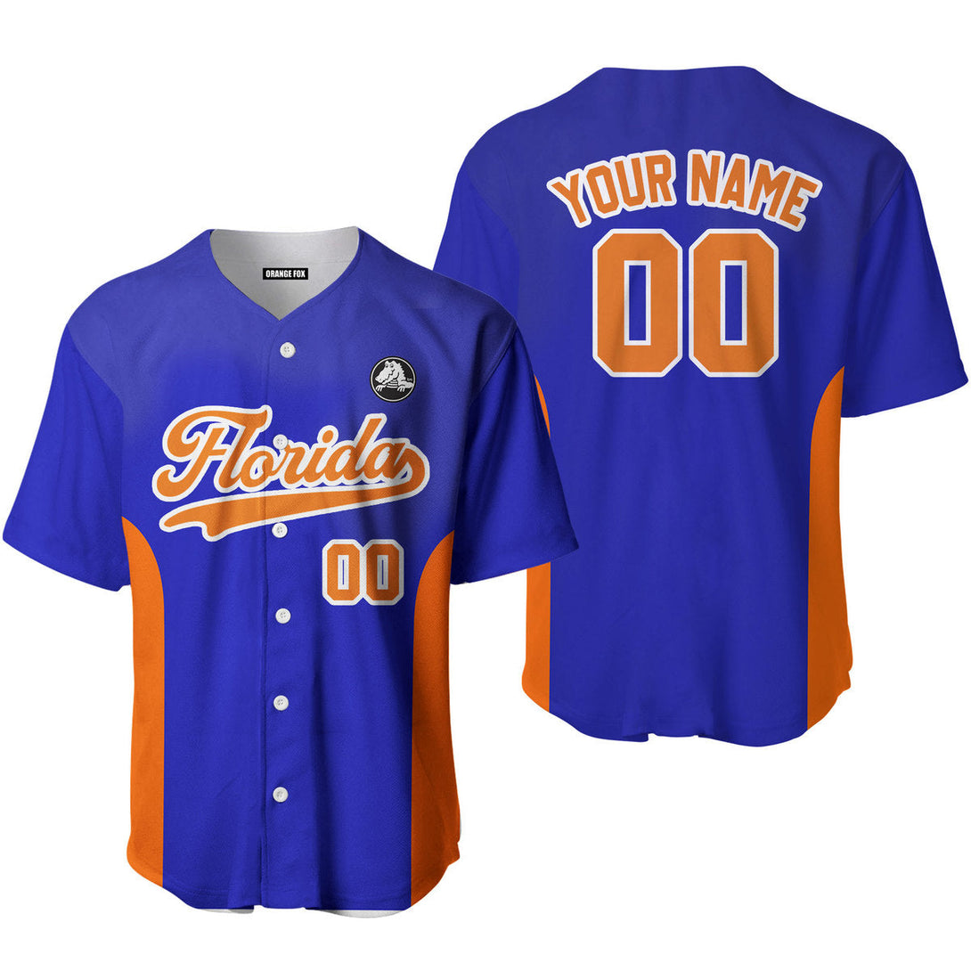 Florida Blue Orange Custom Name Baseball Jerseys For Men & Women