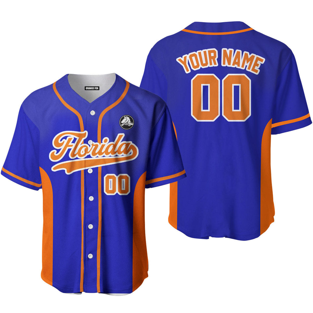 Florida Blue Orange Custom Name Baseball Jerseys For Men & Women