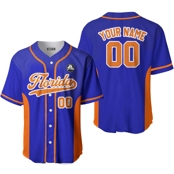 Florida Blue Orange Custom Name Baseball Jerseys For Men & Women