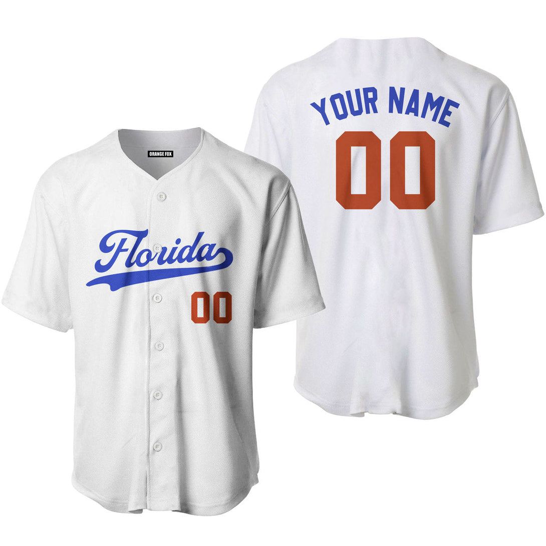 Florida White Blue Custom Name Baseball Jerseys For Men & Women