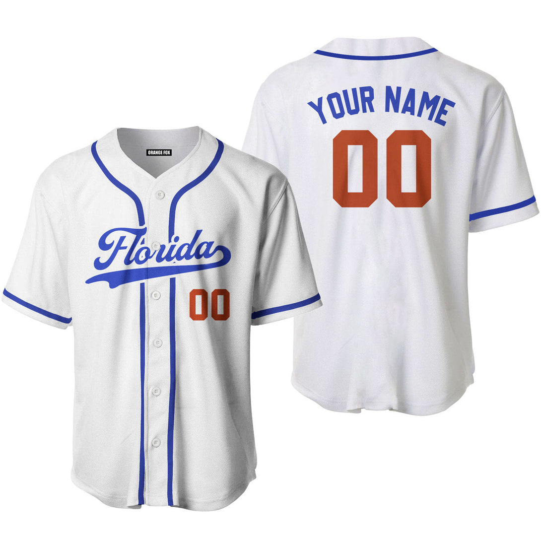 Florida White Blue Custom Name Baseball Jerseys For Men & Women