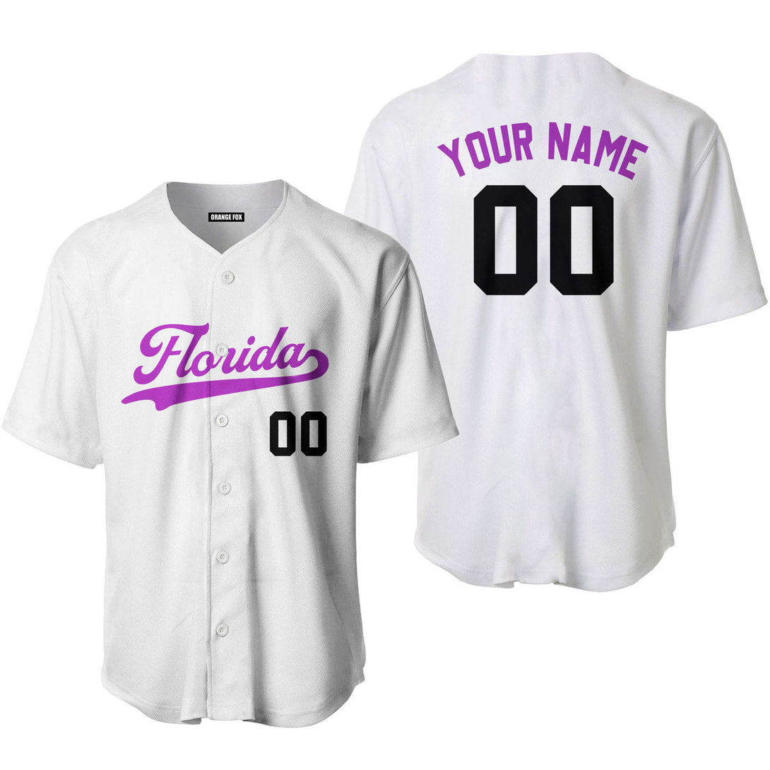 Florida White Purple Custom Name Baseball Jerseys For Men & Women