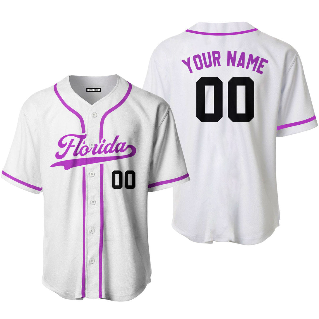 Florida White Purple Custom Name Baseball Jerseys For Men & Women