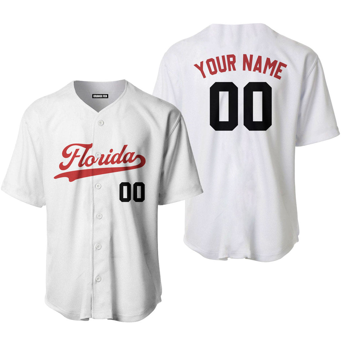 Florida White Red Custom Name Baseball Jerseys For Men & Women