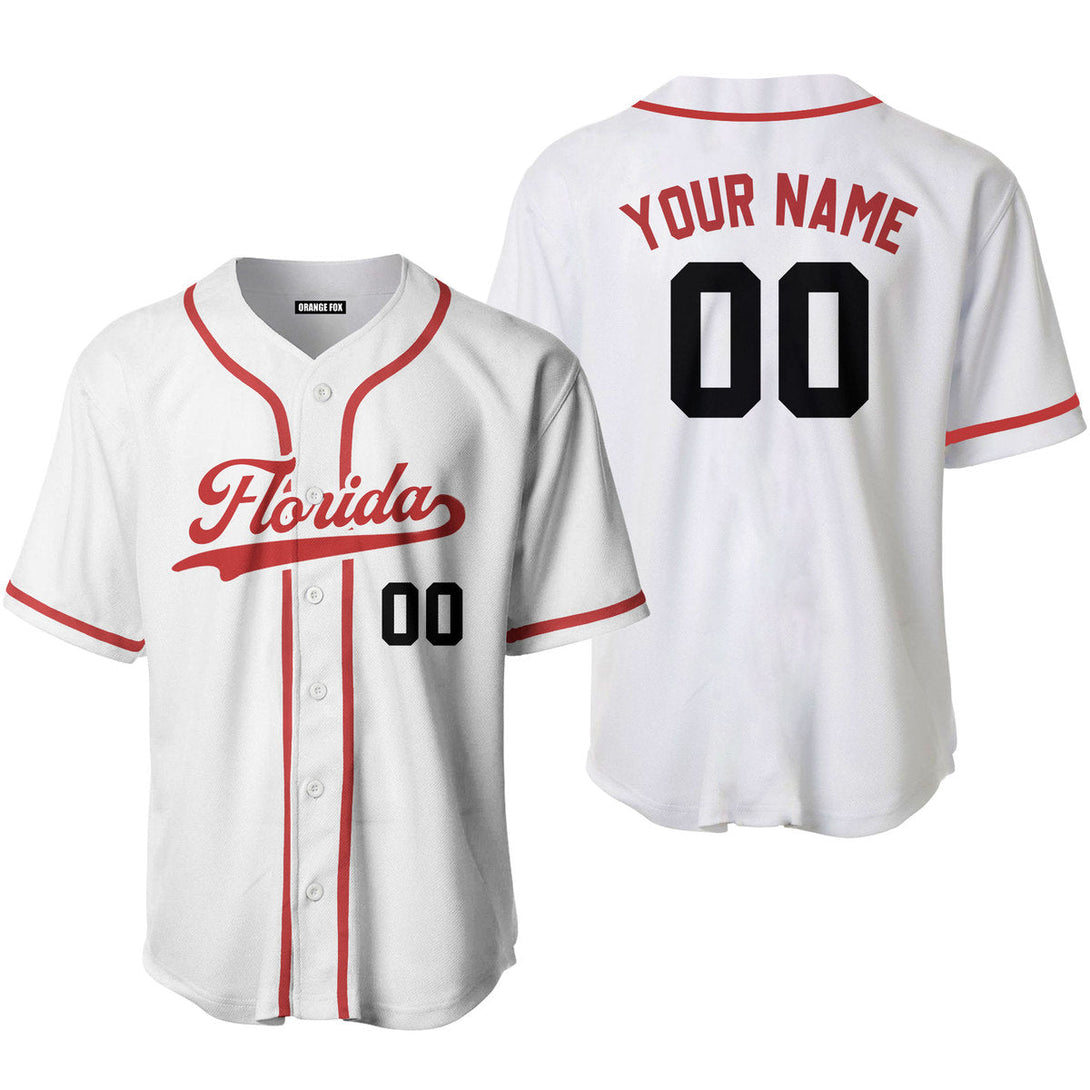 Florida White Red Custom Name Baseball Jerseys For Men & Women