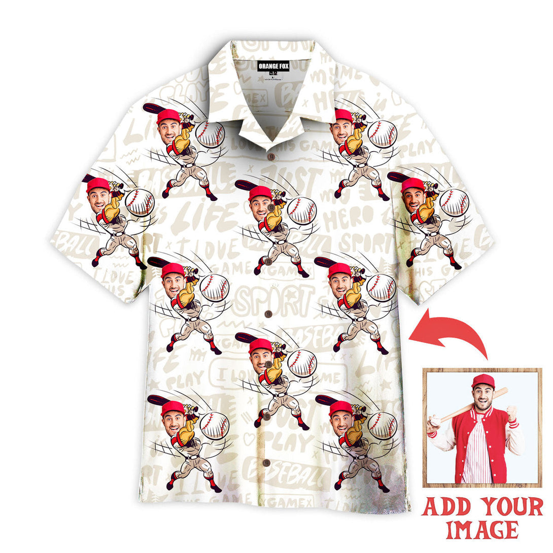 Funny Baseball Player Baseball Dad Softball Sport Custom Photo Hawaiian Shirt For Men & Women