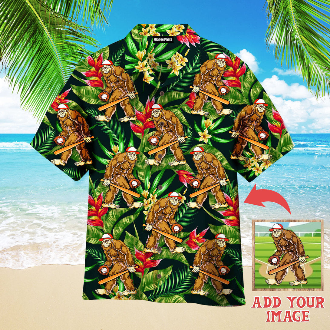 Funny Bigfoot Baseball Custom Photo Hawaiian Shirt For Men & Women