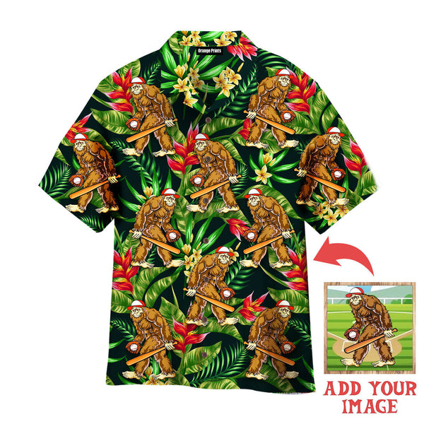 Funny Bigfoot Baseball Custom Photo Hawaiian Shirt For Men & Women