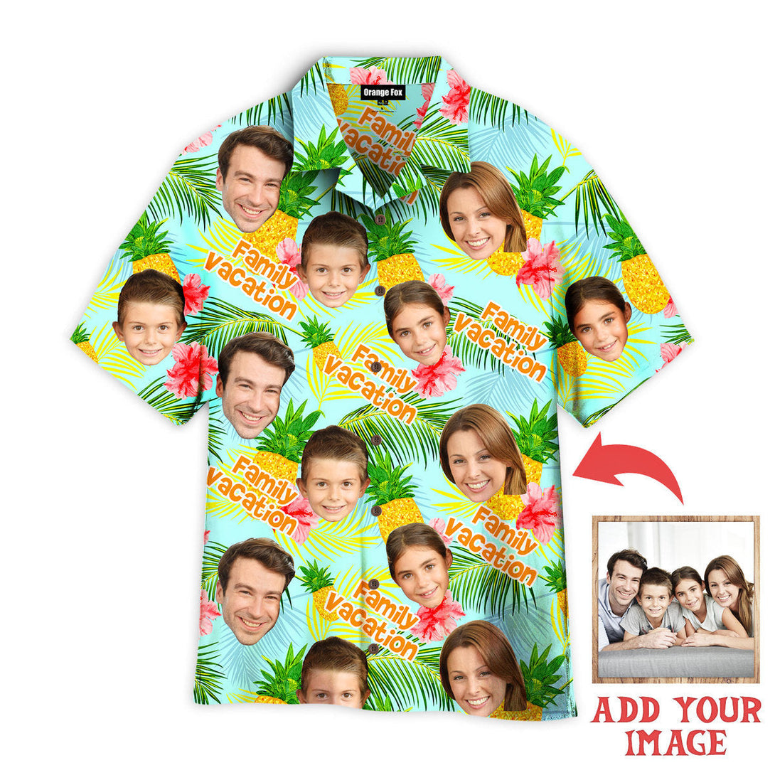 Funny Family Vacation Tropical Summer Time Custom Photo Hawaiian Shirt For Men & Women