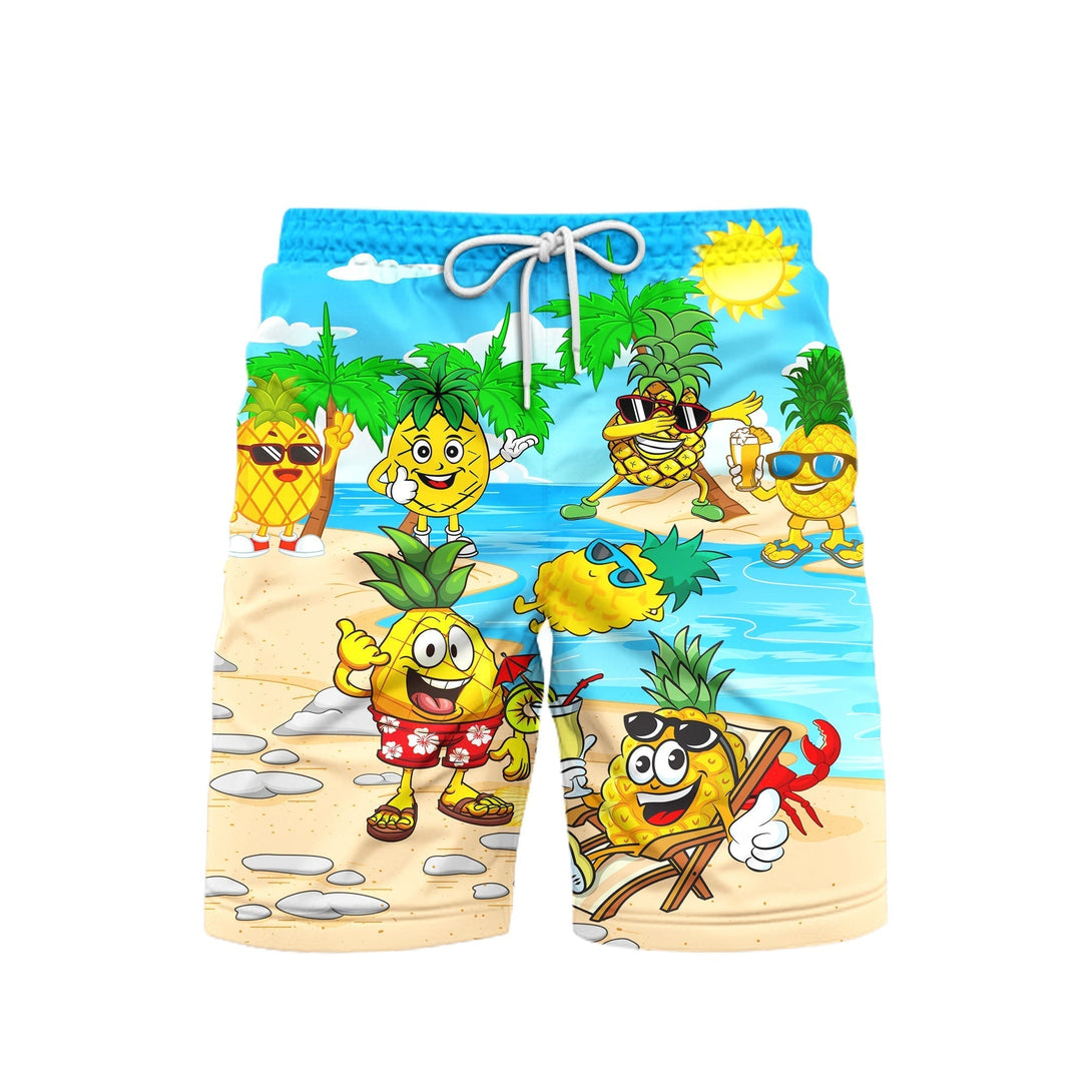 Funny Fruit Pineapple Love Summer Tropical Palm Beach Shorts For Men