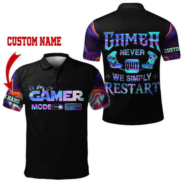 Gamer Mode Never Quit Custom Name Polo Shirt For Men & Women PN1282