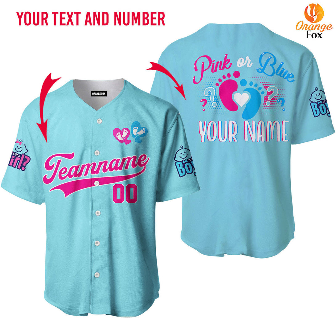 Gender Reveal Baby Love Blue Pink Daddy Custom Name Baseball Jerseys For Men & Women