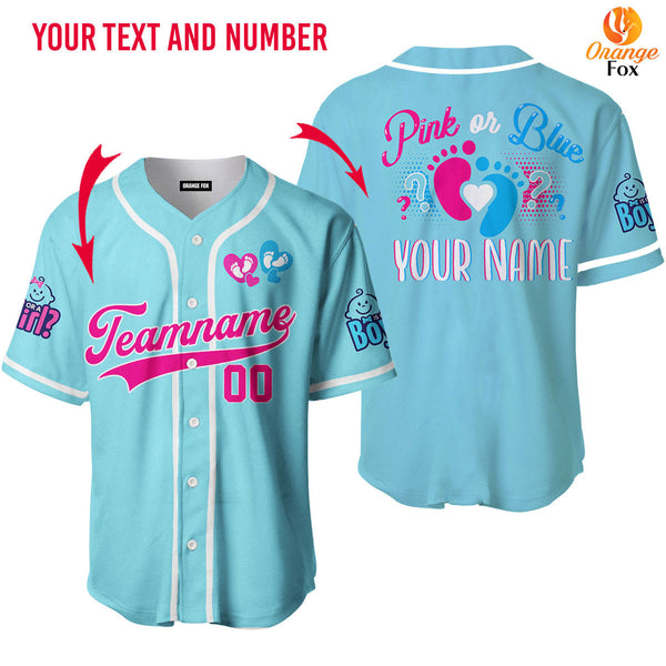 Gender Reveal Baby Love Blue Pink Daddy Custom Name Baseball Jerseys For Men & Women