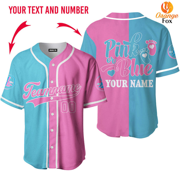 Gender Reveal Team Boy Team Girl Blue Pink Mommy Custom Name Baseball Jerseys For Men & Women
