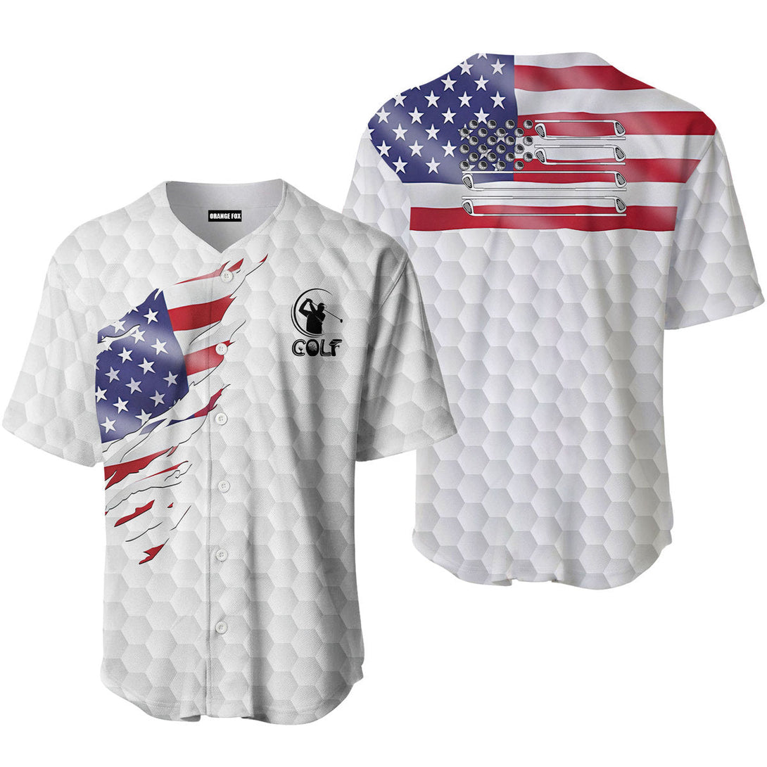 Golf American Flag Baseball Jersey For Men & Women