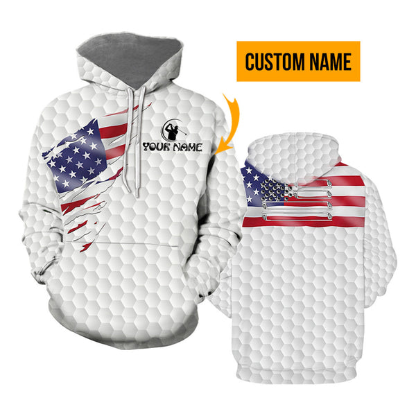 Golf American Flag Custom Name Hoodie For Men & Women