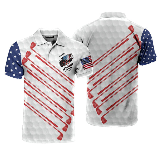 Golf American Flag - Gift for Men, Golf Lovers, Golf Players, Golf Club - Classic Skull Polo Shirt