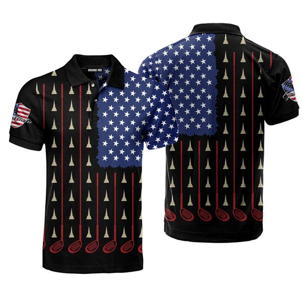 Golf American Flag - Gift for Men, Golf Lovers, Golf Players, Golf Clubs - Golf Holic Polo Shirt