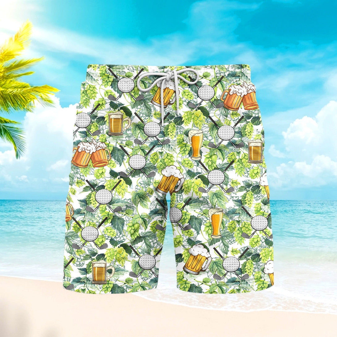 Golf And Beer Beach Shorts For Men