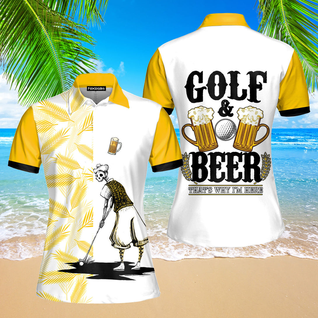 Golf And Beer Sport Players Yellow Polo Shirt For Women