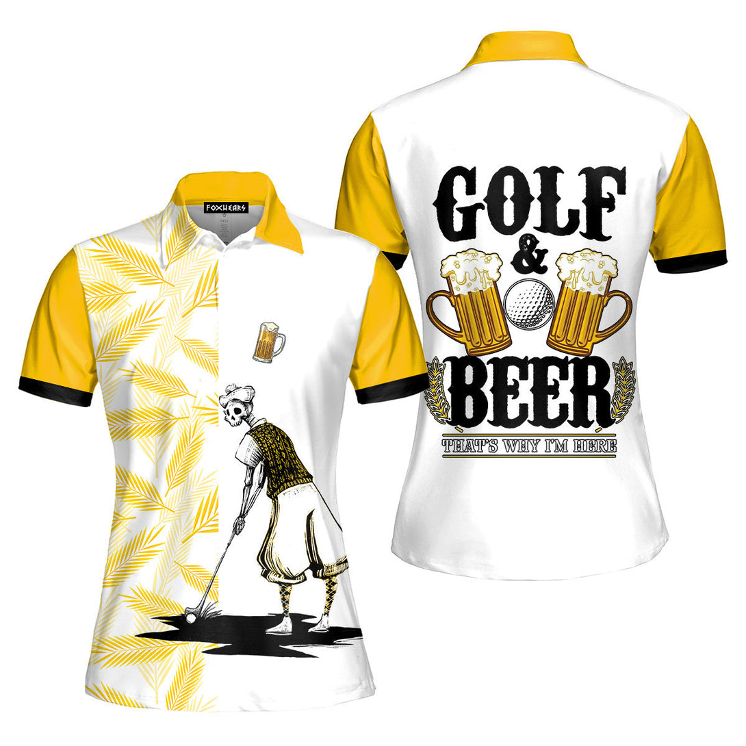 Golf And Beer Sport Players Yellow Polo Shirt For Women