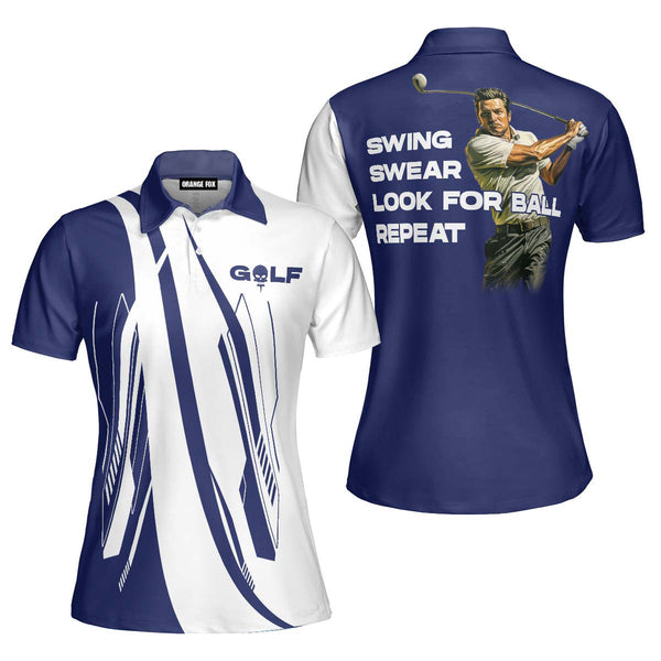 Golf Blue Swing Swear Looking For Ball Repeat Polo Shirt For Women