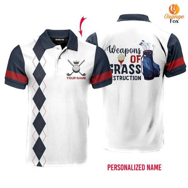 Golf Club Of Grass Destruction Golf Custom Name Polo Shirt For Men & Women