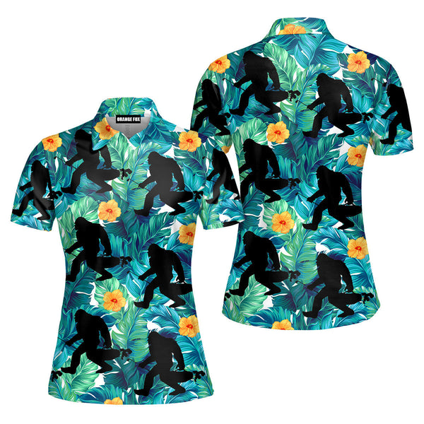 Golf - Gift For Golf & Animal Lovers - Bigfoot Tropical Polo Shirt For Women