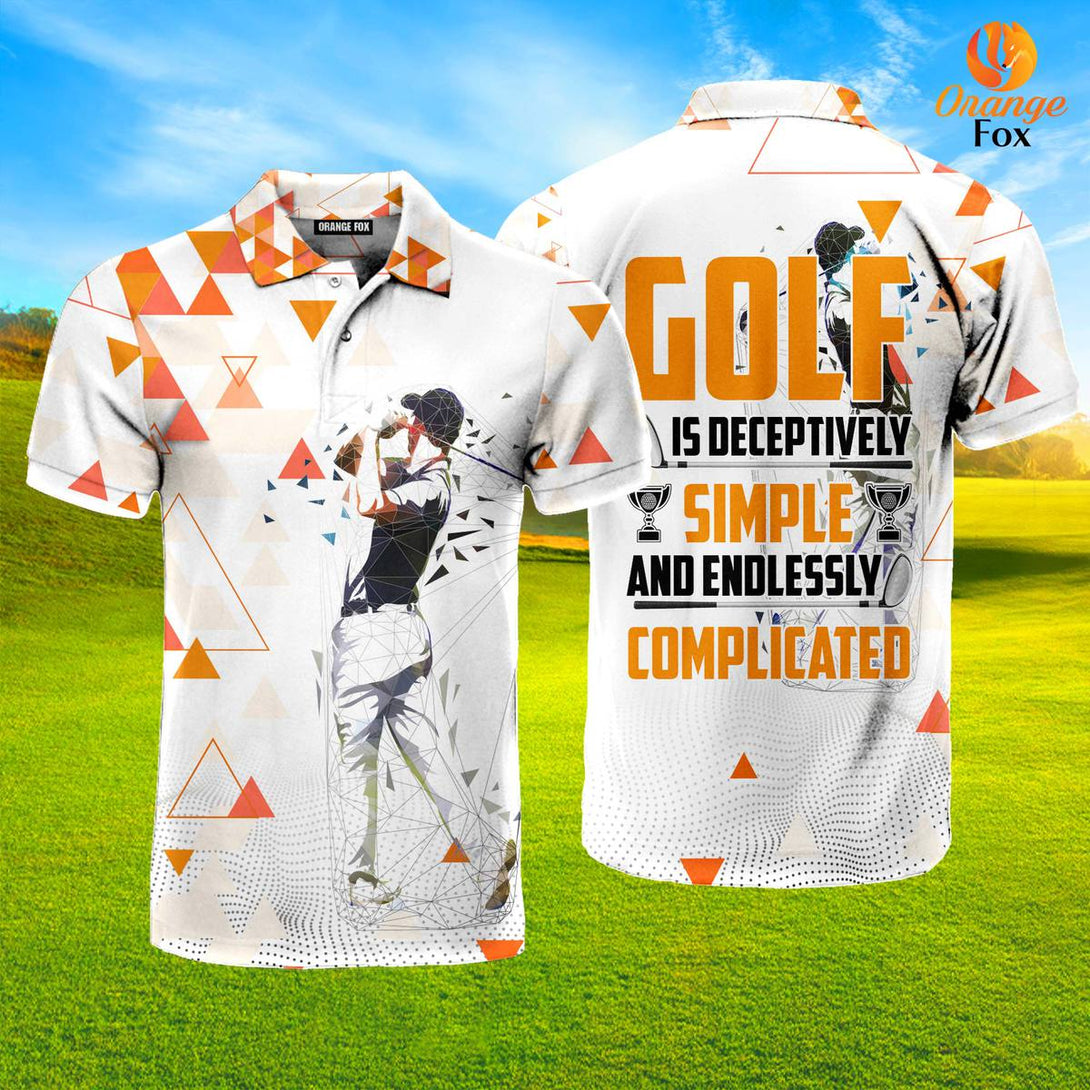 Golf Is Deceptively Simple Complicated Orange Polo Shirt For Men