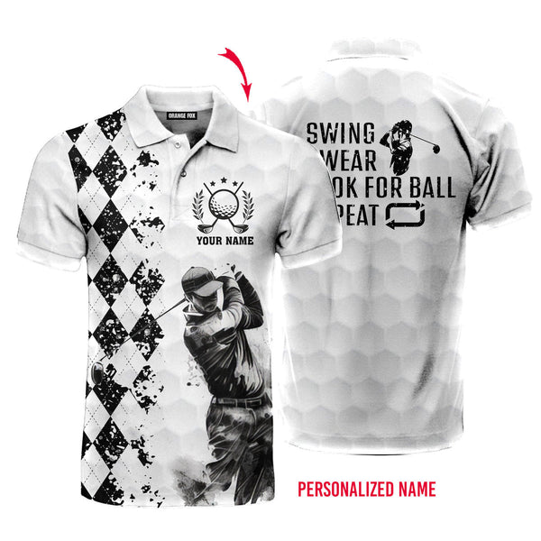Golf Swing Swear Look For Ball Repeat Custom Name Polo Shirt For Men & Women PN1714