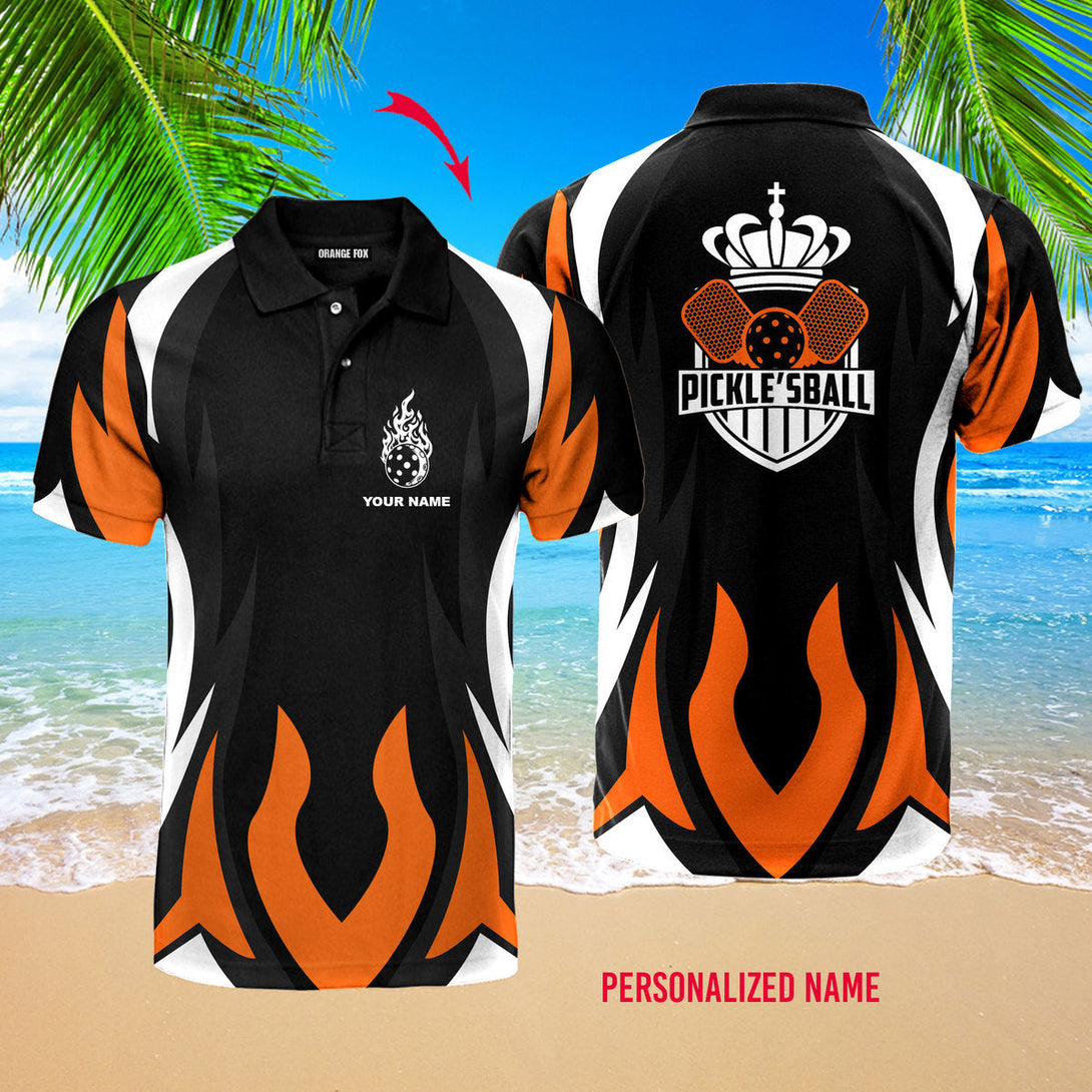 Grab Your Balls We're Going To Play Pickleball Fire Paddles Custom Name Polo Shirt For Men & Women NP1044
