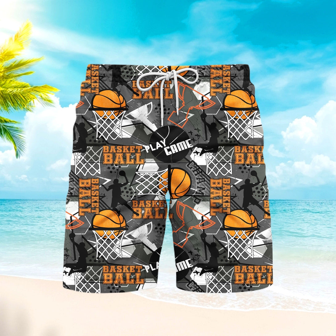 Gray Basketball Champion Beach Shorts For Men