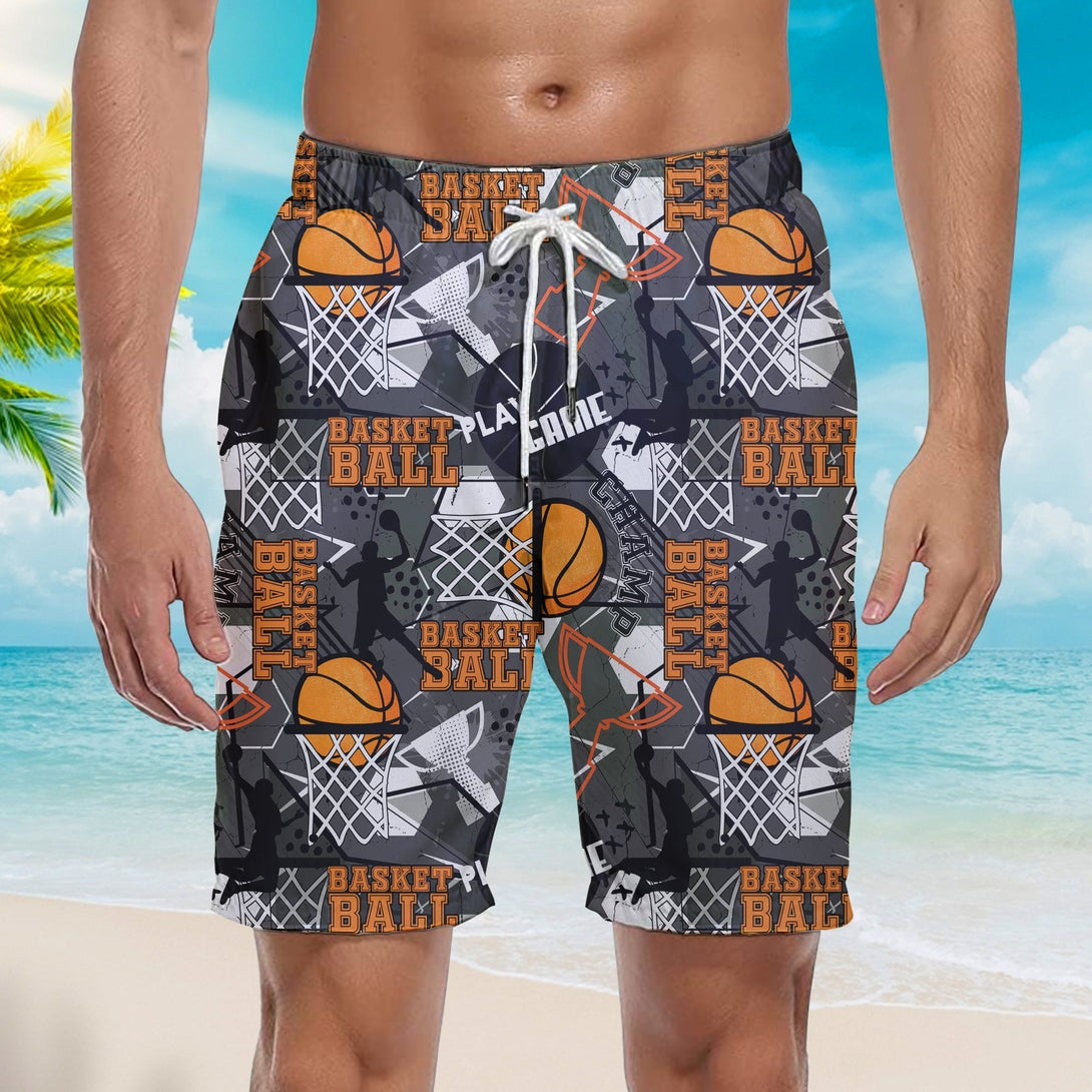 Gray Basketball Champion Beach Shorts For Men