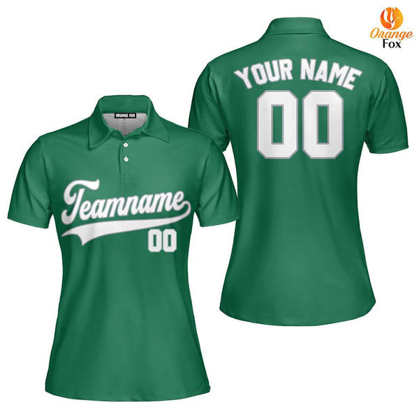 Green And White Gray Custom Polo Shirt For Women