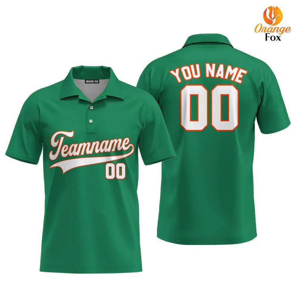 Green And White Orange Custom Polo Shirt For Men