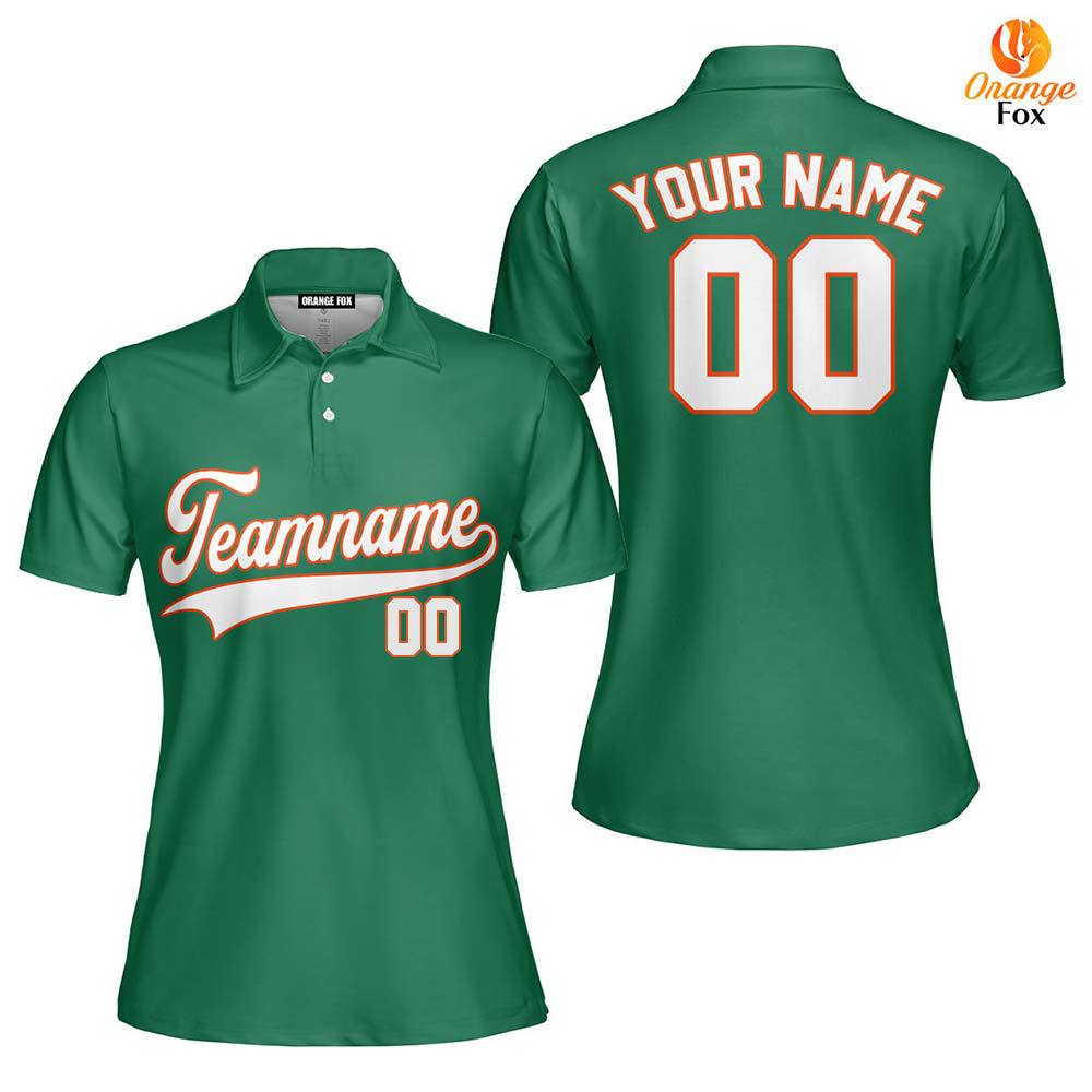 Green And White Orange Custom Polo Shirt For Women